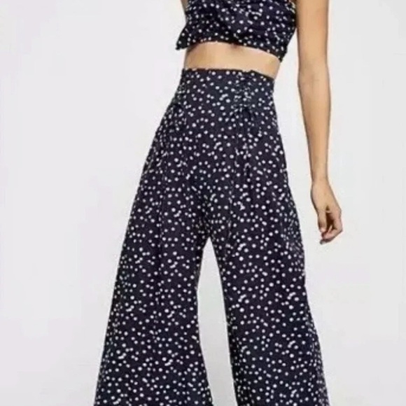 Free People ONE Bette Flare Wide Leg Polka Dot Pants - Picture 4 of 12